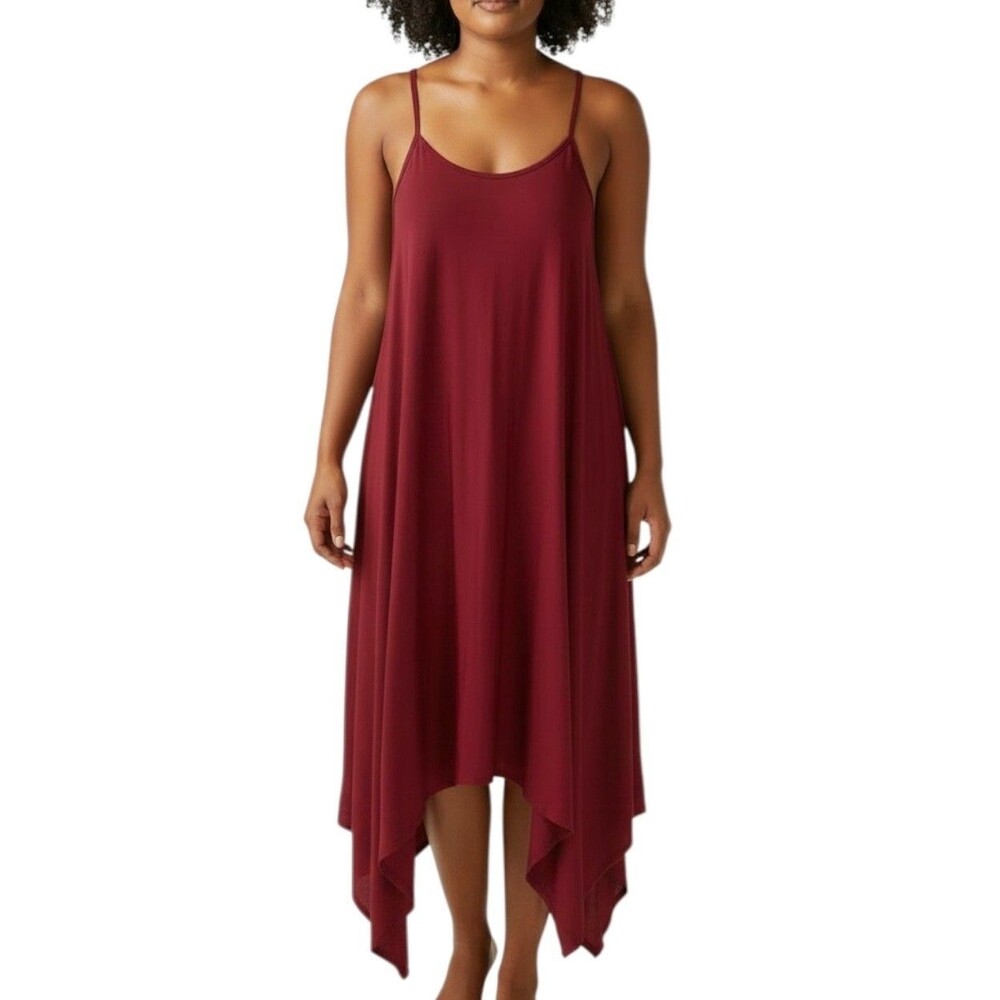 Pinc Women's High Low Midi Halter Dress Sleeveless Plus Size 2X Burgundy